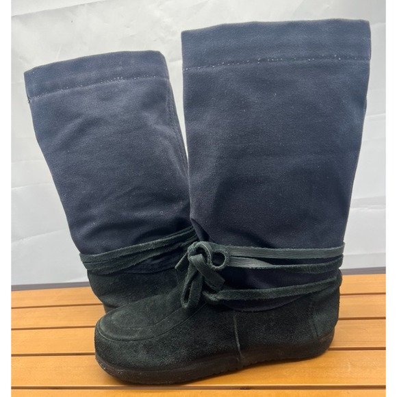 VTG Steger Mukluks Moosehide Canvas Outer Wool Liner Black Snow Winter Boot 9 - Picture 7 of 10